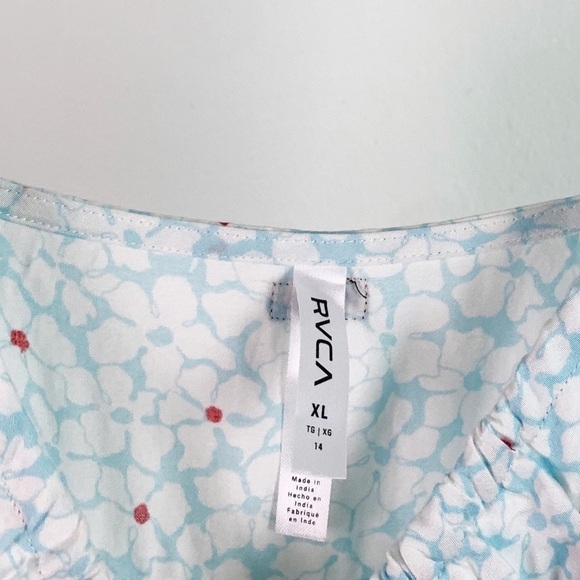 NWT RVCA Wildflower Tie Front Slit Midi Dress Blue & White - Picture 7 of 10